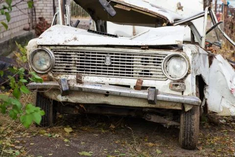 Car crashed after an accident Stock Photos