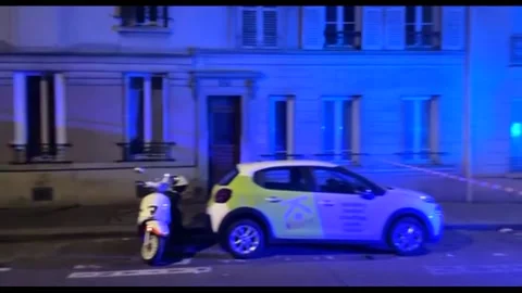 Car Crashed Into A Cafe Terrace Leaving One Dead And Several Injured In Paris, Video stock 170454721