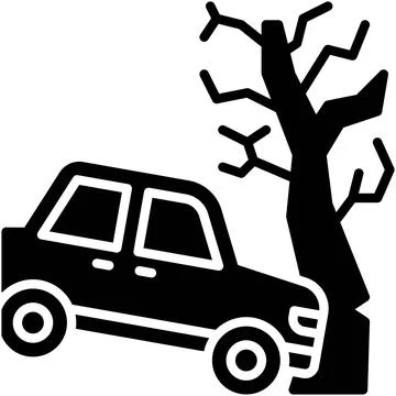 Car crashed into a tree icon, car accident and safety related vector illust.. 库存插图