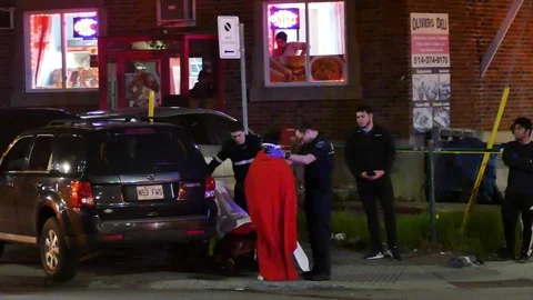 Car crashed victim going on stretcher Stock Footage 114742698