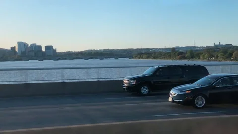 Car crossing a bridge Video stock 88969881