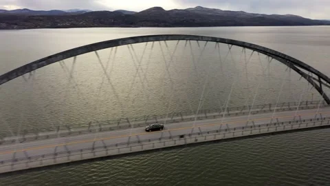 Car Crossing Lake Champlain Bridge Stock Footage 153496685