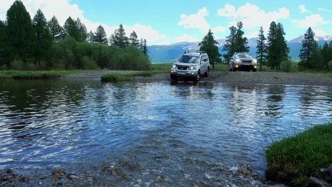 Car Crossing River Stock Footage 71901687