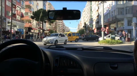  A car is at a crossroads. The view from the Stock Footage 61560002