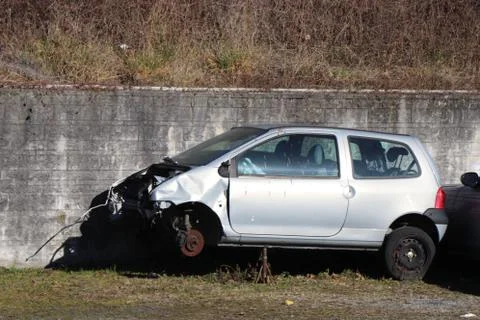 Car Crushed in Front Stock Photos