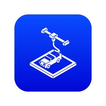 Car d printing icon blue vector 库存插图