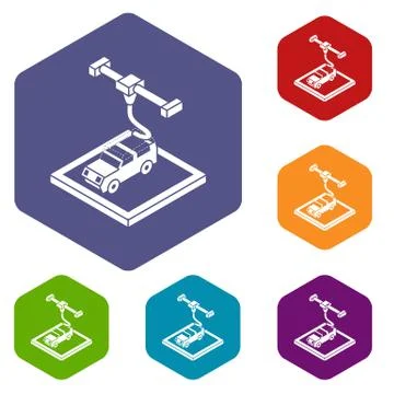 Car d printing icons vector hexahedron イラスト素材