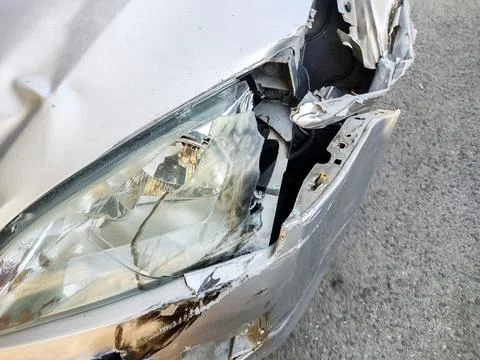 Car damaged in an accident 写真素材