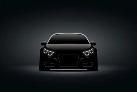 Car dark headlight background. Supercar light concept modern performance power Illustrazione stock