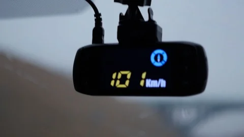 Car, dash camera showing the road, speed in kilometers per hour 스톡 동영상 88095771