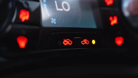 Car Dashboard Climate Control Illuminated Icons Close Up Stock Footage 336593491