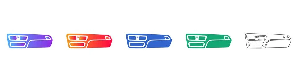 Car Dashboard Console Icons in Gradient and Outline Stock Illustration