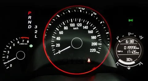 Car dashboard driving indicator Stock Photos