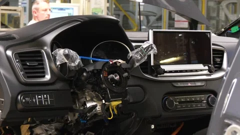 Car Dashboard During Automotive Assembly Process Video stock 346226812