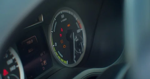 Car dashboard during start engin. Starting electric car Dashboard. Stock Footage 128642915