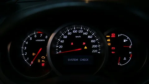 Car dashboard during start engine Stock Footage 88827069