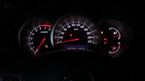 Car dashboard during start engine on the darkness Stock Footage 170830581