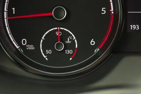 Car. the dashboard. engine coolant temperature indicator. close-up. Stock Photos