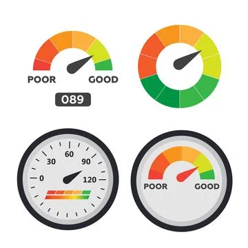 Car dashboard gauge. Speed meter vector. Arrow auto barometer Stock Illustration