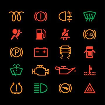 Car dashboard icon engine light abs led oil. Car dashboard sign indicator lamp Stock Illustration