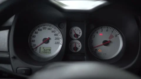 Car dashboard with indicators and gauges. Error check engine and srs. Stock Footage 198762371