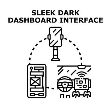 Car dashboard interface screen concept visualizing connected digital devices Ilustración de archivo