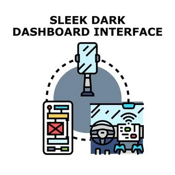 Car dashboard interface screen concept visualizing connected digital devices Stock Illustration