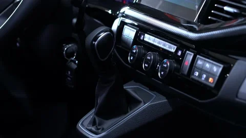 Car dashboard interior with automatic gearbox handle Stock Footage 144688276