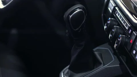 Car dashboard interior with automatic gearbox handle Stock Footage 144688281
