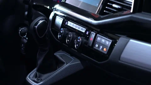 Car dashboard interior with automatic gearbox handle Stock Footage 144688295