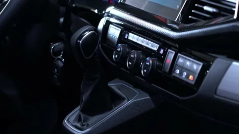 Car dashboard interior with automatic gearbox handle Stock Footage 144688297