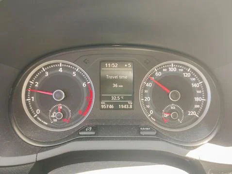 Car dashboard with its indicators. Stock Photos