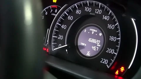 Car Dashboard With Low Oil Warning Stock Footage 279057260