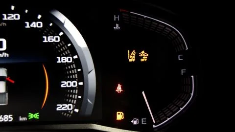 Car dashboard. Modern digital car dashboard with illuminated speedometer Stock Photos