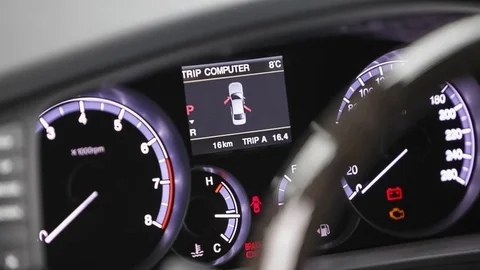 Car dashboard. Setting steering Stock Footage 72917180