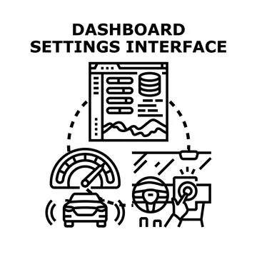 Car dashboard settings interface for vehicle control Stock Illustration