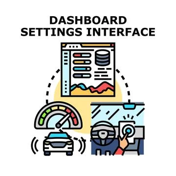 Car dashboard settings interface for vehicle control Stock Illustration