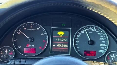 Car Dashboard Showing A Tachometer, Speedometer, And A Bulb Failure Warning Stock Footage 333326928