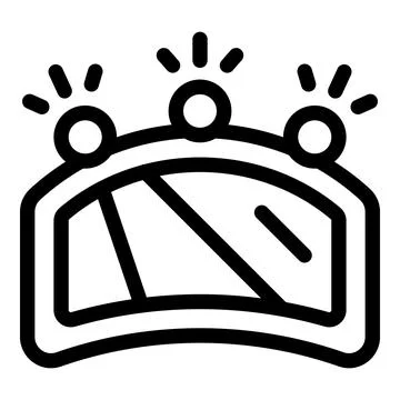 Car dashboard showing warning lights in line art style Stock Illustration