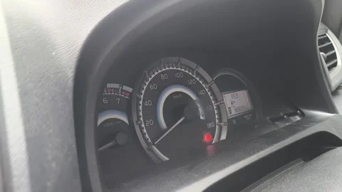 Car dashboard shows illuminated warning lights Stock Footage 345292006