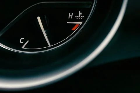 Car dashboard shows normal engine coolant temperature Stock Photos
