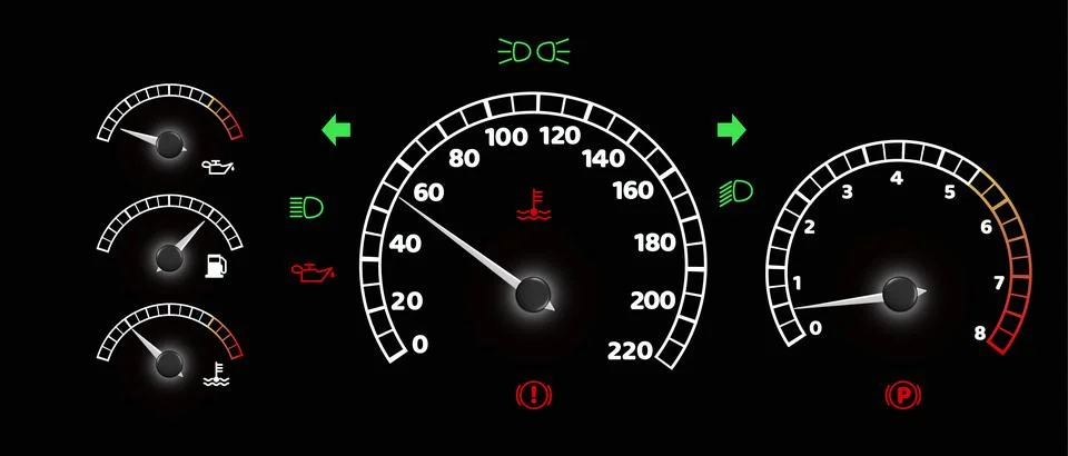 Car dashboard speedometer interface Stock Illustration