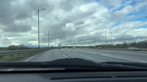Car dashboard view driving Great Yorkshire Way Stock Footage 337241071