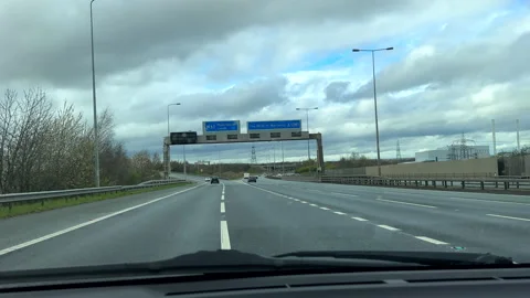Car dashboard view driving at J41 of A1 highway 库存影片 238465918