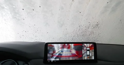 Car dashboard view during automatic car wash Stock Footage 263846141