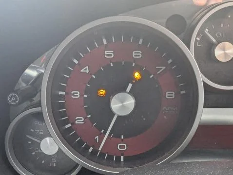 Car Dashboard Warning Lights with ABS and Airbag Indicators 库存照片