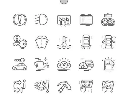 Car dashboard Well-crafted Pixel Perfect Vector Thin Line Icons 30 2x Grid for 스톡 일러스트