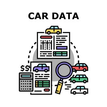 Car data analysis and information searching concept Stock Illustration