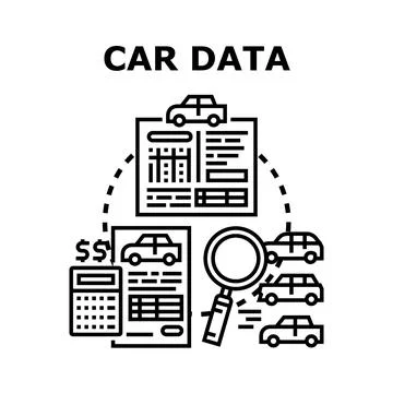 Car data analysis and information searching concept Stock Illustration