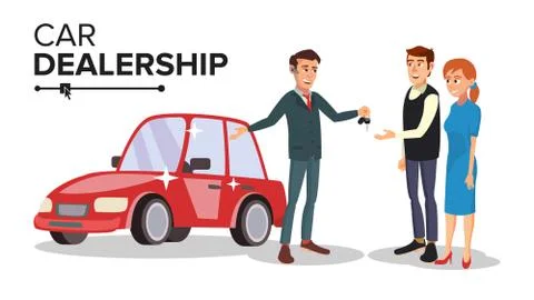 Car Dealer . Car Dealership Agent. Auto Selling Concept. Isolated Flat Cartoon Stock Illustration
